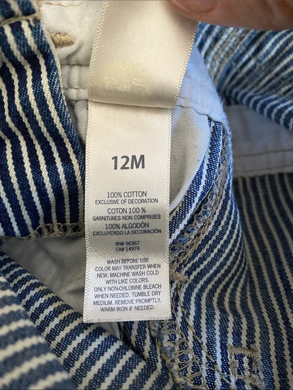 Osh Kosh B’gosh denim striped overalls-12 mos